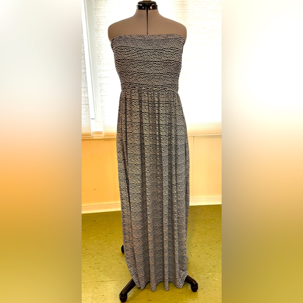Tory Burch silk/cotton blend strapless maxi dress beach coverup
